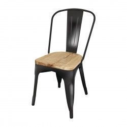 Chaise en acier noir avec assise en bois Bolero Bistro (lot de 4) 2
