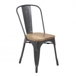 Chaises en acier avec assise en bois Bolero Bistro gris métallisé (lot de 4)