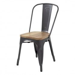 Chaises en acier avec assise en bois Bolero Bistro gris métallisé (lot de 4) 2