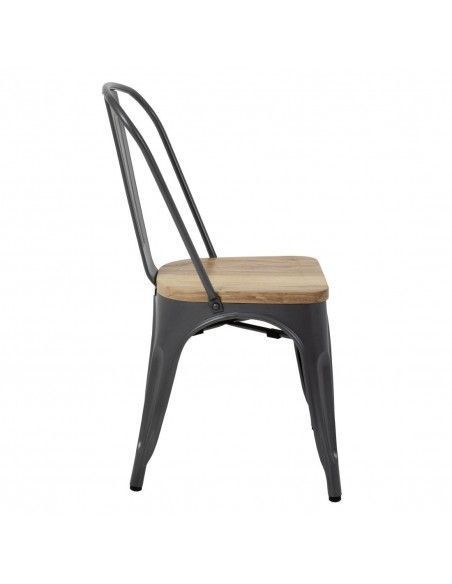 Chaises en acier avec assise en bois Bolero Bistro gris métallisé (lot de 4)
