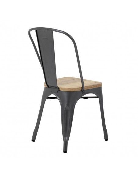 Chaises en acier avec assise en bois Bolero Bistro gris métallisé (lot de 4)