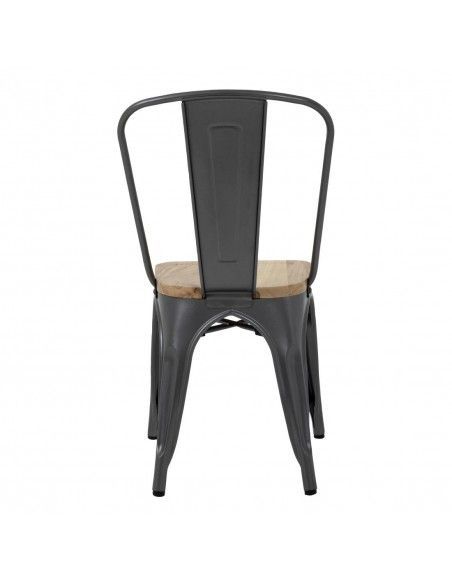 Chaises en acier avec assise en bois Bolero Bistro gris métallisé (lot de 4)