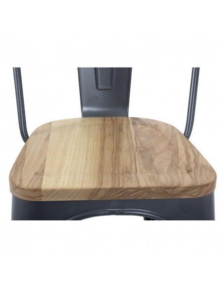 Chaises en acier avec assise en bois Bolero Bistro gris métallisé (lot de 4)