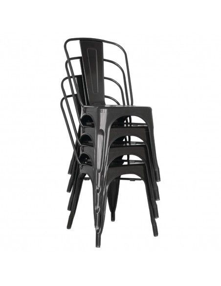 Chaises en acier noir Bolero Bistro (lot de 4)