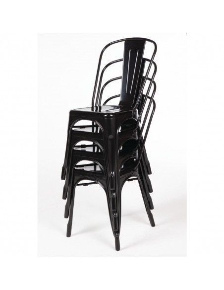 Chaises en acier noir Bolero Bistro (lot de 4)