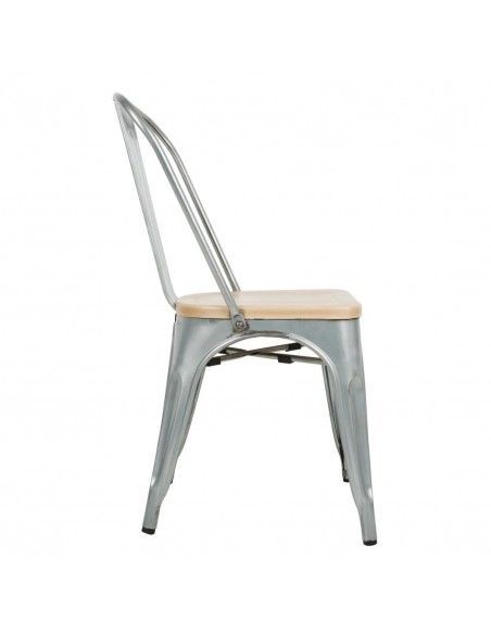 Chaises en acier avec assise en bois Bolero (lot de 4)