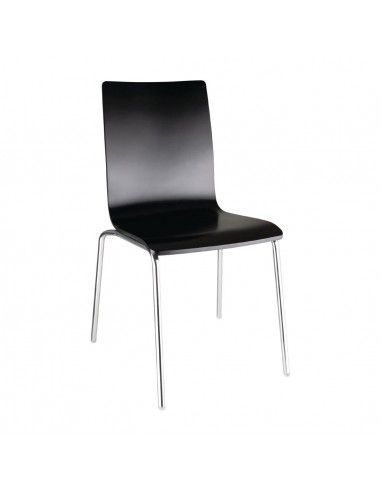 Chaise dossier carré noire Bolero lot de 4