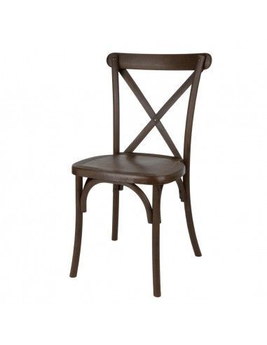 Chaises en résine à dossier croisé Bolero Manhattan effet bois foncé (lot de 4)