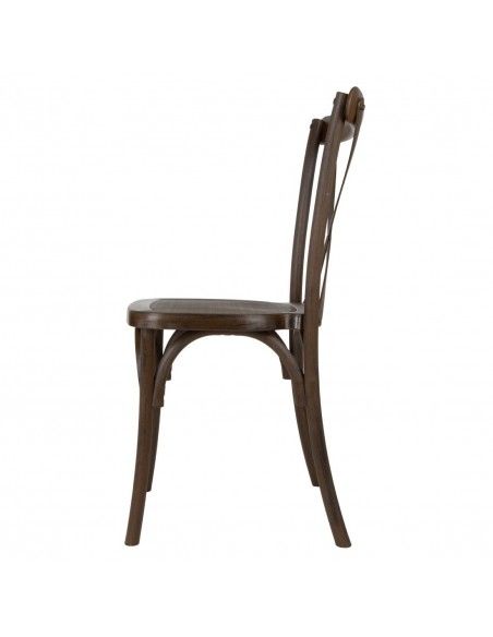Chaises en résine à dossier croisé Bolero Manhattan effet bois foncé (lot de 4)