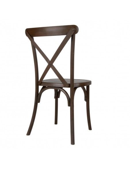 Chaises en résine à dossier croisé Bolero Manhattan effet bois foncé (lot de 4)
