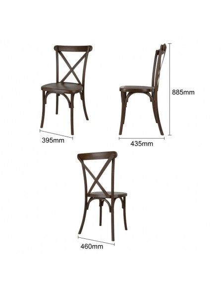 Chaises en résine à dossier croisé Bolero Manhattan effet bois foncé (lot de 4)