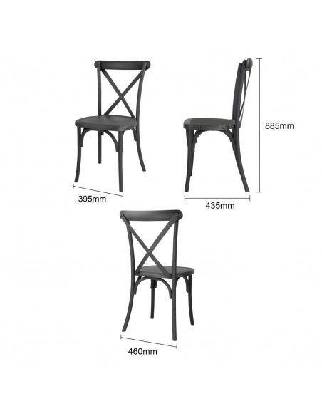 Chaises en résine à dossier croisé Manhattan Bolero noires (lot de 4)