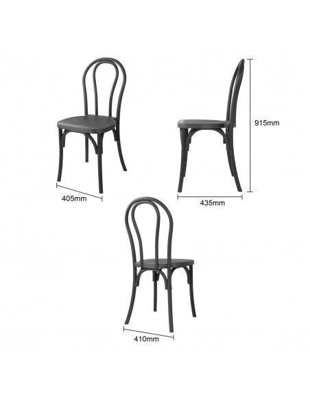 Chaises en résine style bois courbé Bolero Soho noires (lot de 4)