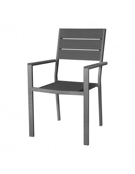 Fauteuils à lattes Bolero Valletta gris (Lot de 4)