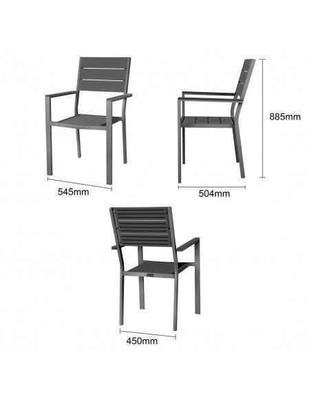 Fauteuils à lattes Bolero Valletta gris (Lot de 4)