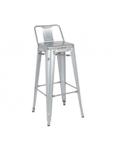 Tabouret haut en acier galvanisé avec dossier Bolero Bistro (lot de 4)