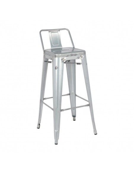 Tabouret haut en acier galvanisé avec dossier Bolero Bistro (lot de 4)