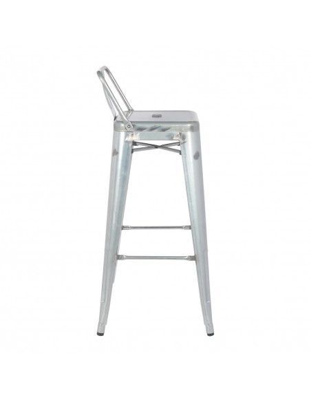 Tabouret haut en acier galvanisé avec dossier Bolero Bistro (lot de 4)