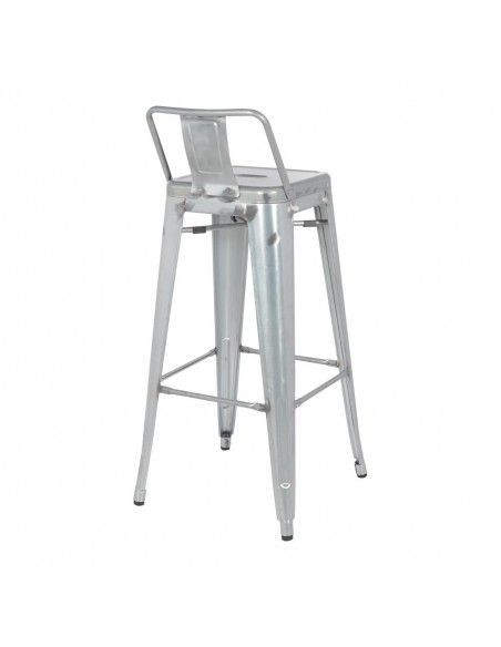 Tabouret haut en acier galvanisé avec dossier Bolero Bistro (lot de 4)