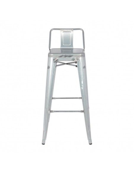 Tabouret haut en acier galvanisé avec dossier Bolero Bistro (lot de 4)
