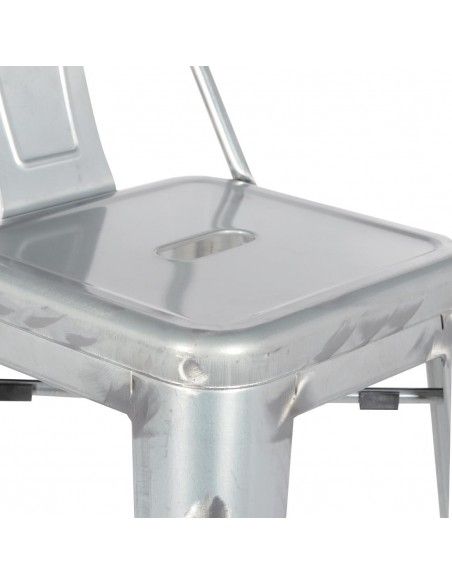Tabouret haut en acier galvanisé avec dossier Bolero Bistro (lot de 4)