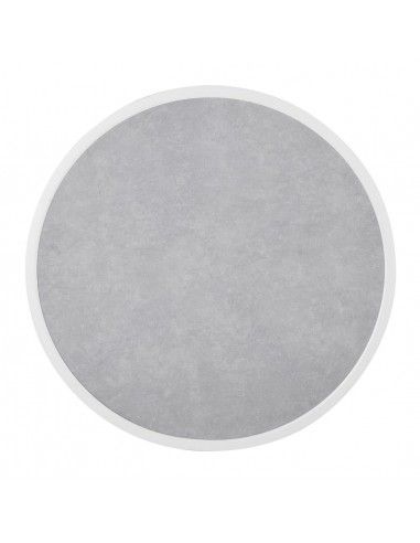 Plateau de table extérieur rond en verre trempé Bolero effet pierre gris clair bord blanc 580 mm
