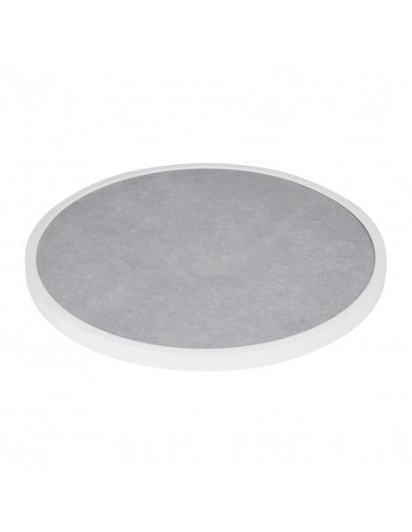 Plateau de table extérieur rond en verre trempé Bolero effet pierre gris clair bord blanc 580 mm