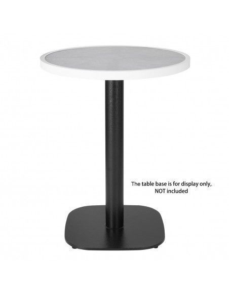 Plateau de table extérieur rond en verre trempé Bolero effet pierre gris clair bord blanc 580 mm