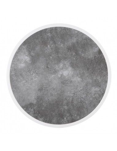 Plateau de table extérieur rond en verre trempé Bolero effet pierre foncée bord blanc 580mm