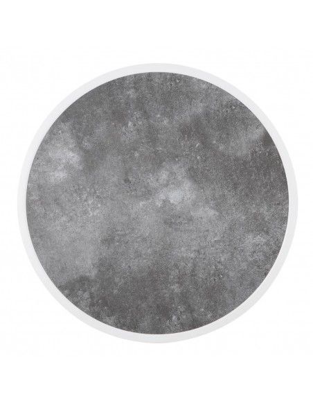 Plateau de table extérieur rond en verre trempé Bolero effet pierre foncée bord blanc 580mm