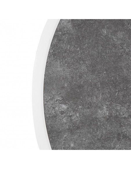 Plateau de table extérieur rond en verre trempé Bolero effet pierre foncée bord blanc 580mm