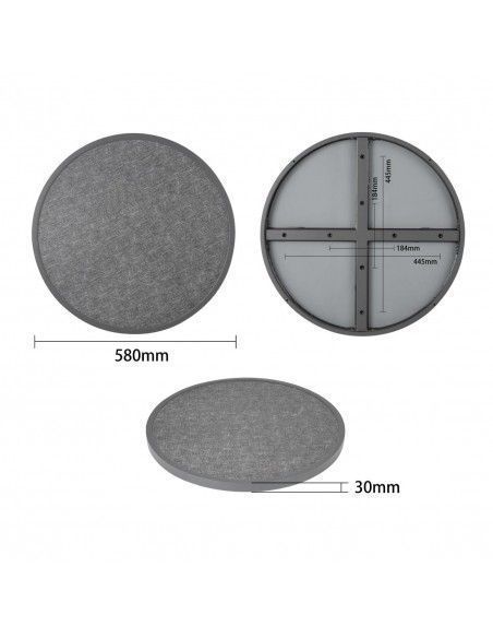 Plateau de table extérieur rond en verre trempé Bolero noir brossé bord gris 580mm