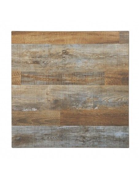 Plateau de table carré Bolero effet bois vieilli - 60 cm