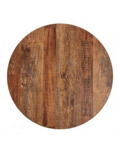 Plateau de table rond Bolero 60 cm effet bois vieilli