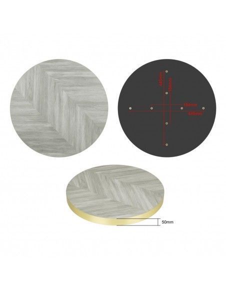 Plateau de table rond pré-percé Bolero Chevron 600mm