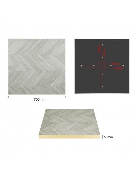 Plateau de table carré pré-percé Bolero Chevron 700mm