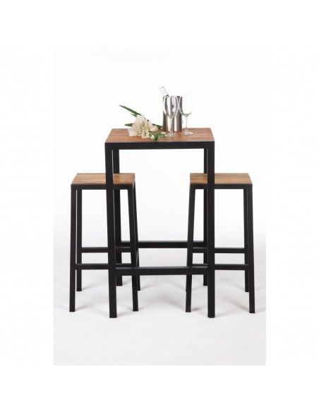 Mange-debout carré en acier et acacia Bolero 60 cm