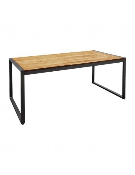 Table industrielle rectangulaire acier et acacia Bolero 180 cm