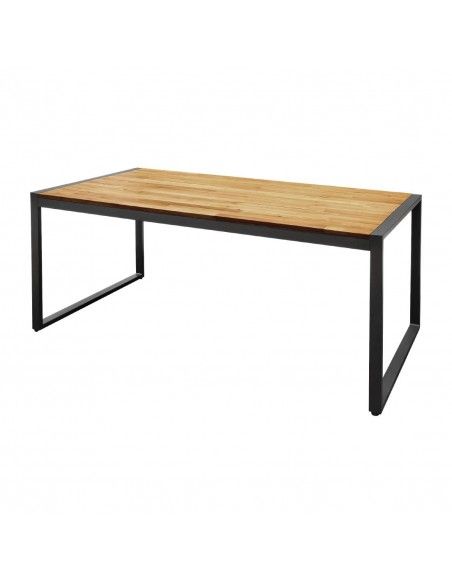 Table industrielle rectangulaire acier et acacia Bolero 180 cm