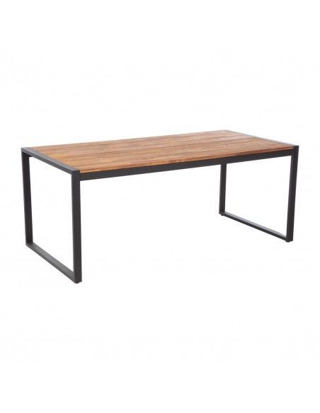 Table industrielle rectangulaire acier et acacia Bolero 180 cm