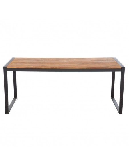 Table industrielle rectangulaire acier et acacia Bolero 180 cm