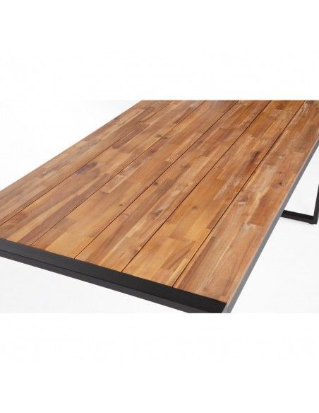 Table industrielle rectangulaire acier et acacia Bolero 180 cm
