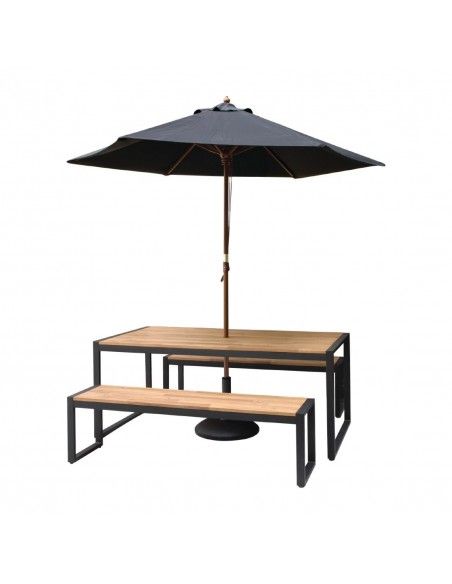 Bancs industriels en acier et acacia Bolero 160 cm (lot de 2)