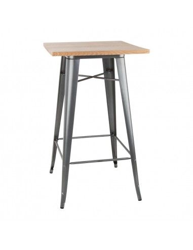Mange-debout gris avec plateau en bois Bolero Bistro
