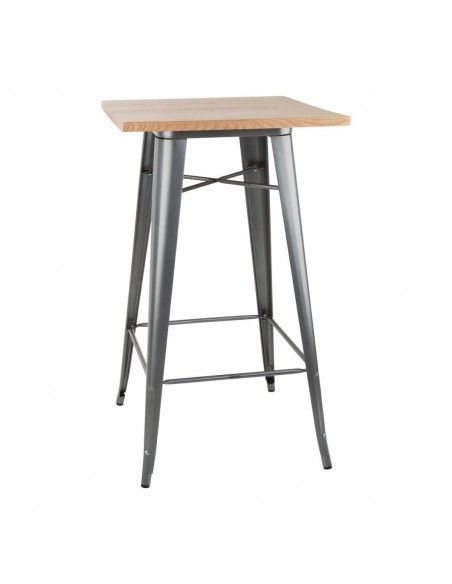 Mange-debout gris avec plateau en bois Bolero Bistro