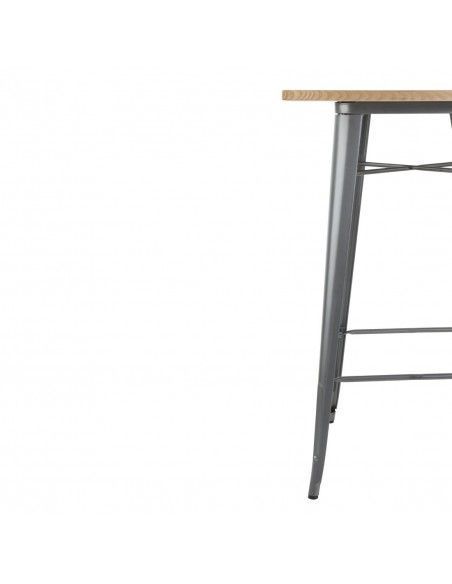 Mange-debout gris avec plateau en bois Bolero Bistro