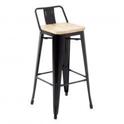 Tabourets bistro hauts avec dossier et assise en bois Bolero noirs (lot de 4)