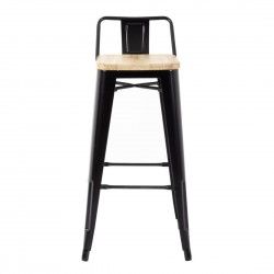 Tabourets bistro hauts avec dossier et assise en bois Bolero noirs (lot de 4) 2