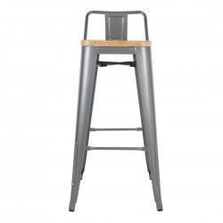 Tabourets bistro hauts avec dossier et assise en bois Bolero gris métallisé (lot de 4) 2