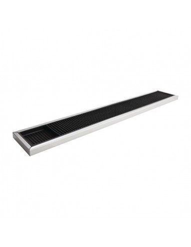 Tapis de bar en caoutchouc avec cadre en acier inoxydable Beaumont 600 x 100 mm